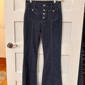 Front button flare leg jean Size M